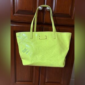 Kate Spade New York Molly Bikini Dot Large Tote Bag in neon yellow-green